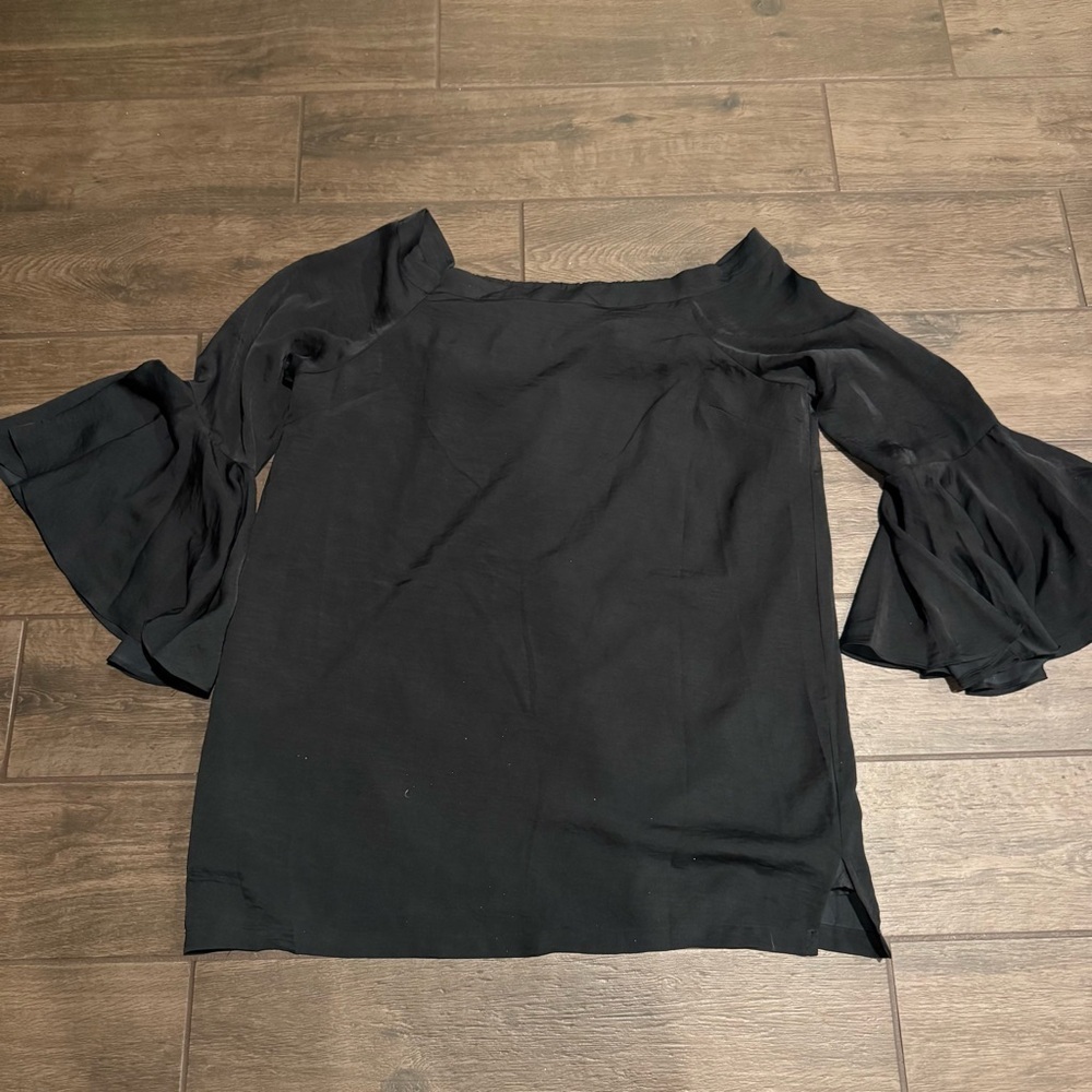 Philosophy Black Ruffled Bell Sleeve Tunic